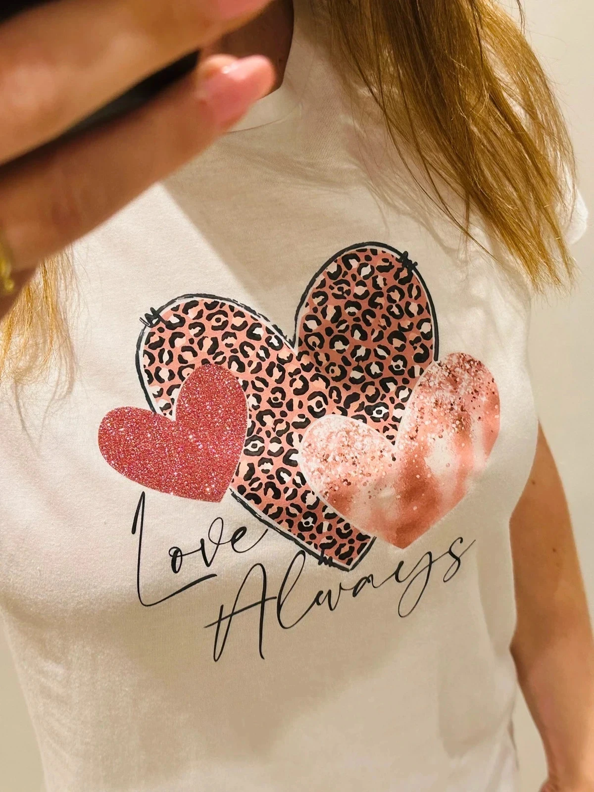 t-shirt voor dames met roze hart motief T34/38 – photo 4